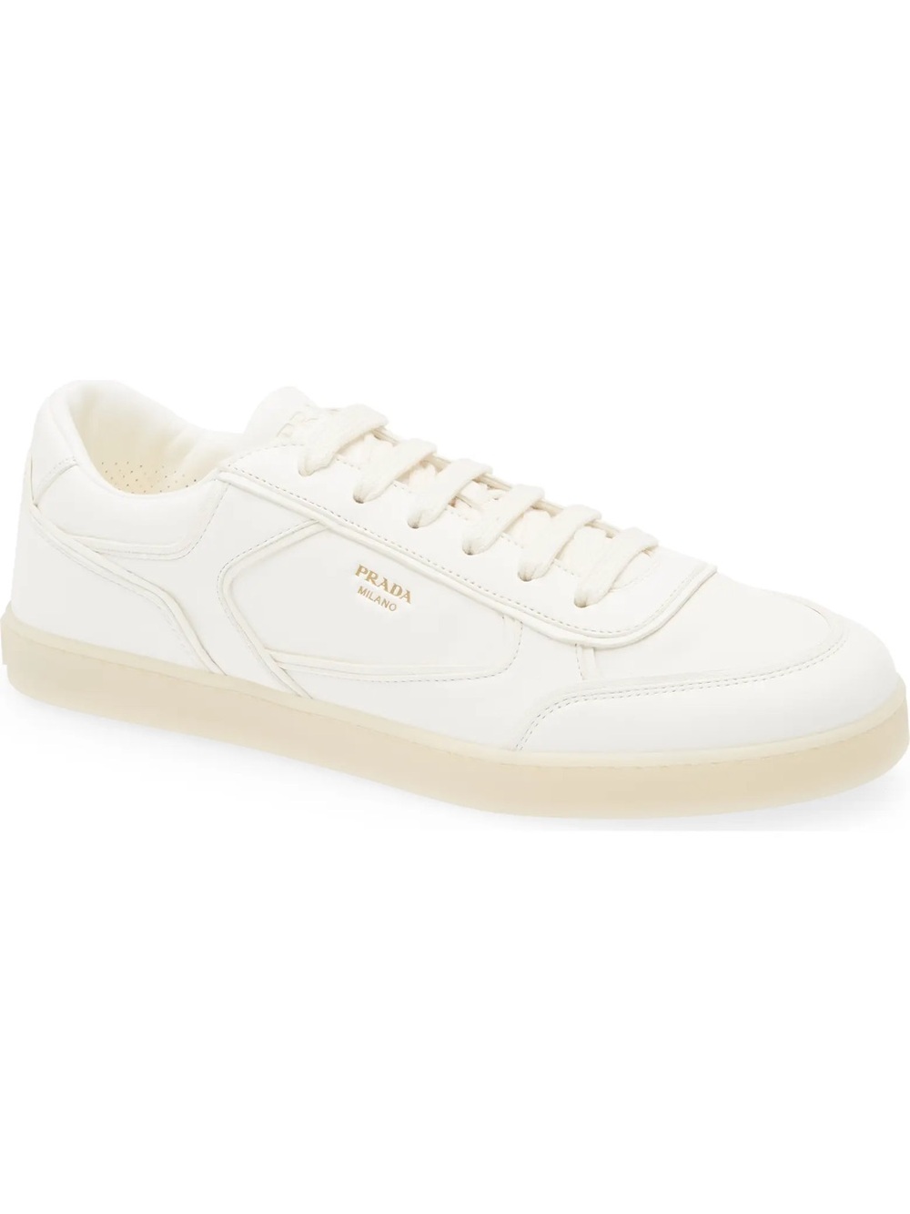 Prada White Low-Top Leather Sneaker
